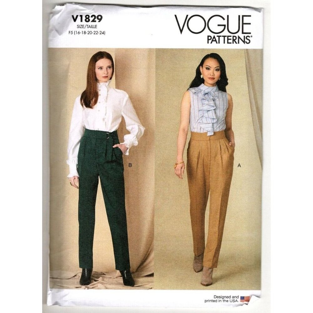 Vogue V1829 Misses and Petite 16 to 24 Pleated Pants Uncut Sewing Pattern